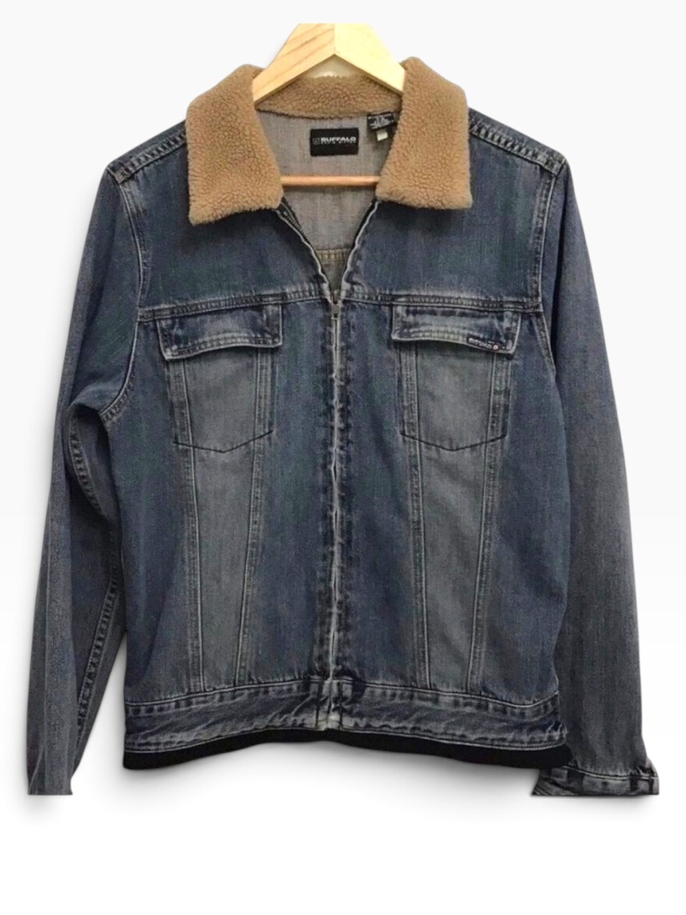 BUFFALO David Bitton jeans jacket denim Sherpa collar small 100% cotton small